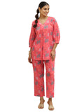 Libas Women'S Pure Cotton Co-Ords (99238_Coral_L)