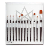 KINGART 1070B Premium 12 Pc. Precision Acrylic Artist Paint Brushes, Short Comfort Handle, Synthetic Taklon Hair for Acrylic, Oi