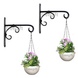 Treegift Iron Metal Hooks Hangers Brackets For Wall Hanging Planters,Plants,Flower Pots And Other Hanging Items With Black Colou
