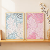 SoulAbiti Oversized Leaves Framed Wall Art Print Set of 2 12x18 inch Light Brown Frame PlexiGlass Intricate Patterns Art Prints