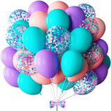 88Pack Pink Purple Blue Balloons 12in Pink Teal Purple Confetti Latex Balloons for Unicron Themed Girls Party Birthday Decoratio
