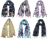 Fusfus WomenS Printed Chiffon Scarves And Stoles, Free Size(Multicolour, Fs2424) Pack Of 6 (Multicolor4)