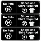 Excello Global Products No Pets, Shoes, Shirt Required Sign: Easy to Mount Informative Plastic Sign with Symbols 9x3, Pack of 