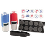 StampEver 10in1 Teachers Student Work Stamp Kit, 10 Interchangable SelfInking Stamps, 5/8Inch Impression, Blue/Red (4630)