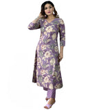 Anni Designer Women'S Rayon Straight Printed Kurta With Pant Set (Dhun Purple_Xxl_Purple_Xx-Large),Purple,2XL