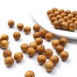 200pcs 10mm Natural Wooden Round Fall Beads Bulk for Crafts Polished Spacer Mala Pray DIY Decor Beading Jewelry Making (Golden S