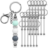 Tondiamo 12 Pcs Beadable Keychains Bars Bulk Blank Beaded Metal Keychain for Craft DIY Gift(Gray)
