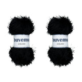 Buvemu Eyelash Fun Fur Yarn 100 Gram (3.53 Ounces) 175 Yards (160 Meters) (Black - 2 Skeins)