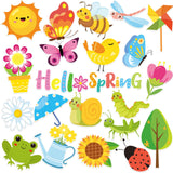 JULMELON Spring Magnets Decorations, 22pcs Hello Spring Flower Butterfly Reusable Cruise Door Magnets Stickers for Spring Easter