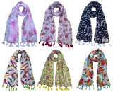Fusfus WomenS Printed Chiffon Scarves And Stoles, Free Size(Multicolour, Fs1672) Pack Of 6 (Multicolor4)
