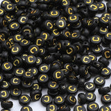 XIENBAOFU 100PCS Letter Beads,4X7mm Acrylic Alphabet Beads,Gold Black Letter C Flat Round for Jewelry Bracelet Necklace Keychain