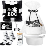 Mimorou 7 Pieces Black Boo Basket Gifts Halloween Gifts Set Ghosts Throw Blanket 16oz Cute Tumbler Gift Basket Spooky Keychain S