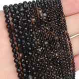 Song Xi 90pcs 4mm Natural Black Striped Agate Gemstone Beads Faceted Round Loose Stone Beads for Jewelry Making (1 Strand)