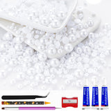60g White Flatback Half Round Pearls Mixed Size 3-10mm Resin Craft Beads for Nail Art, Face Gems, DIY Jewelry Making