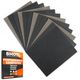 BMOTL Sandpaper Sheets 9x11 Assortment:12 Pcs Wet Dry Silicon Carbide 80 120 180 220 320 400 Assorted Grit Sand Paper for Wood F