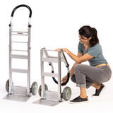 HaulPro Fully Assembled Foldable Hand Truck with 8 MoldOn Rubber Wheels Horizontal Loop Handle. 500 Lb. Capacity Dolly for T