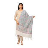 WomenS Ethnic White Dupatta With Multicolor Floral & Paisley Print | Soft Cotton Stole With Tassels | Festive & Casual Wear (Len