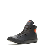 Harley-Davidson Men's Baxter Leather Motorcycle Casual Sneaker, Black/Orange, 11.5