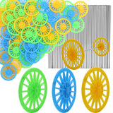 Delinx 60PCS Plastic Project Wheels with 2 mm Hole and 30 PCs Shaft Rods,100 mm Round Rod Axles for Science Engineering Car STEM