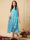 Gosriki Women'S Cotton Blend Anarkali Printed Kurta With Pant & Dupatta (Kalishta Sky Blue-Nw-Gs_Xxl_Sky Blue_Xx-Large),Sky Blue,2,B0CJ38G448