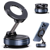 Jikasho Vacuum Magnetic Suction Phone Holder, Foldable and Retractable Hands-Free Suction Cup Phone Mount for Car/Gym/Mirror/Smo
