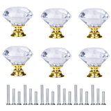 D-BUY 6 Pack Drawer Pulls and Knobs - Crystal Dresser Handles with Screws (30 mm, Gold)
