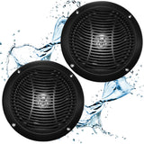 PQN Audio RV610-4BK 5 Inch Dual Cone Waterproof Marine Speakers for Boat, RV, Camper, Golf Cart - Wall, Floor, Ceiling Mount, Ch
