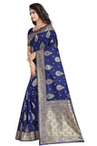 Sugathari Womens Banarasi Saree Pure Kanjivaram Silk Saree Soft New Ladies 2023 Design Wear Sarees Latest Cotton Party Sari Collections With Blouse Piece For Wedding Sadi (Sam San Eagle-3 Navy Blue)