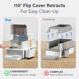 Stainless Steel Litter Box with Lid, XL Extra Large Enclosed Cat Litter Box for Big Cats 110 Flip Cover, Top Entry Metal High Si