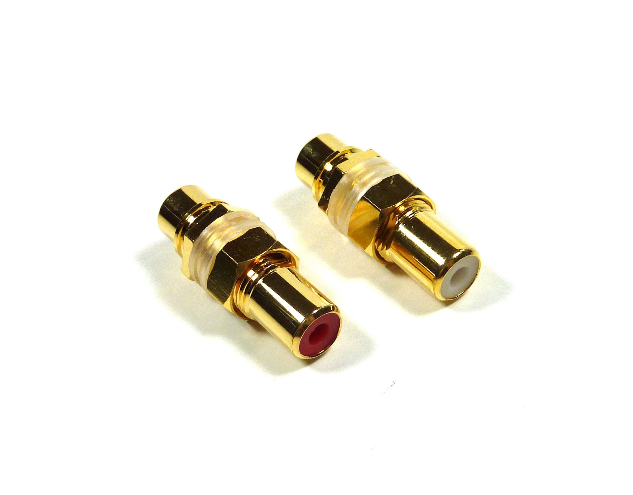 1-Pr Philmore Gold RCA To RCA Bulkhead Female Jacks, Red and White Panel Mount