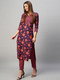 Gosriki Women'S Cotton Blend Straight Printed Kurta With Pant (Cat Maroon-Kbv-Gs_L_Maroon_Large),Maroon,,B0CNLZ5H9R