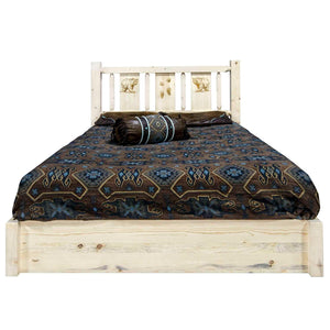 Montana Log Collection Wood Homestead Platform Bed With Storage Mwhcsbpqvlzbear