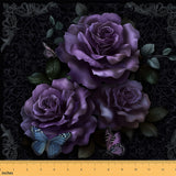 Erosebridal Purple Rose Fabric by The Yard, Butterflies Upholstery, Boho Floral Banquet Leaves Botanical Romantic Women Indoor O