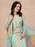Anni Designer Women'S Rayon Blend Straight Printed Kurta With Pant & Dupatta (Zaggu Pista-Nw_M_Pista_Medium),Pista,M,,,