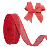 JaoZuyard Red Burlap Ribbon 1 inch X 20 Yard Natural Linen Woven Ribbon DIY Handmade Edging Production Wreath Holiday Decoration