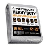 WHITEDUCK Super Heavy Duty Poly Tarp Cover 16 Mil & 10 Mil with Grommets and Reinforced Edges (Brown, White & Silver Black) (Sil