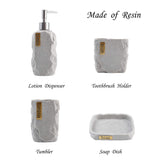 Hymmah Bathroom Accessories Set,Marble Design Toothbrush Holder,Farmhouse Bathroom Decor,4 Pcs Resin Gift Set Apartment Necessit