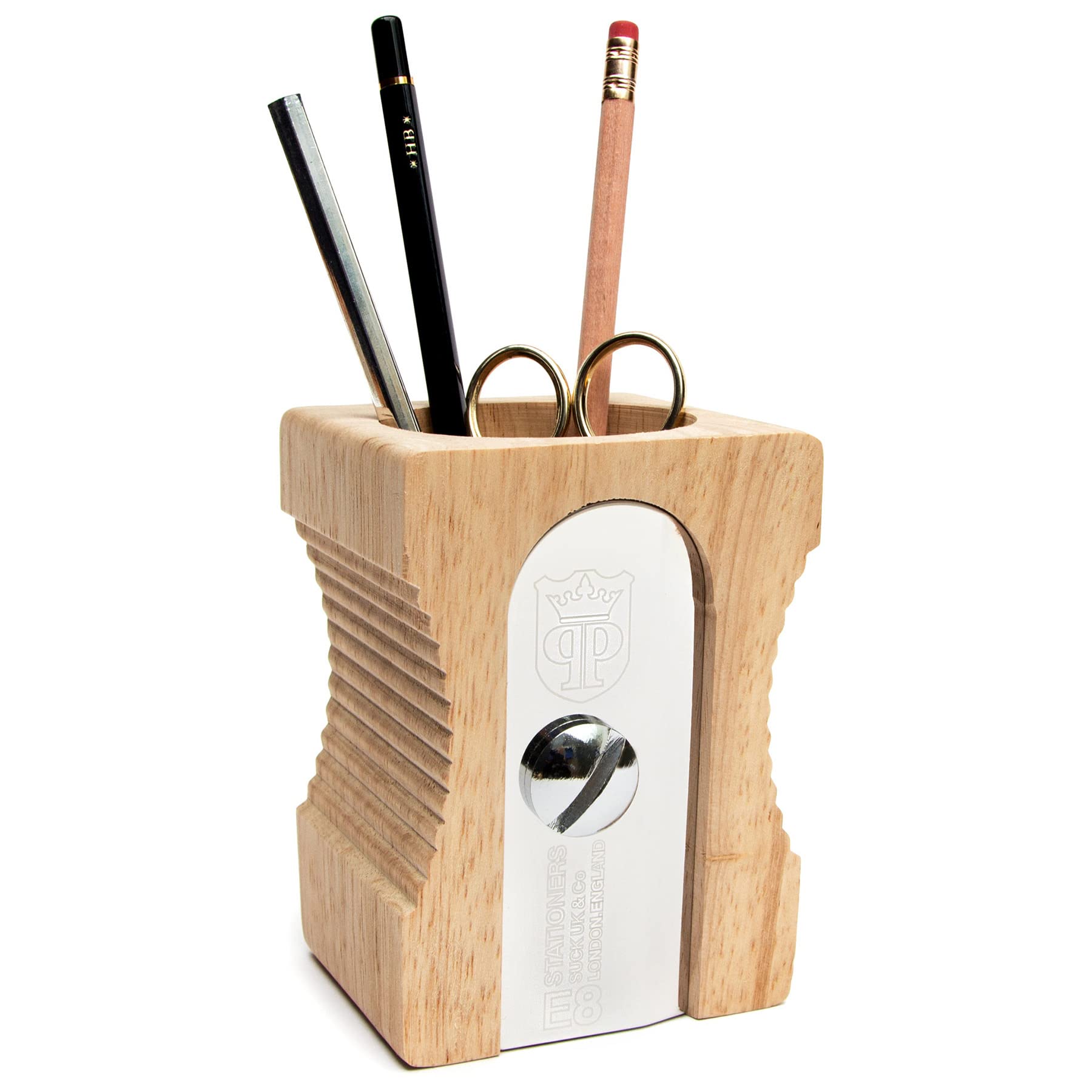 Suck UK Wood Pen Holder & Pencil Holder Office Desk Accessories & Wooden Desk Decor & Desk Organizer Pencil Holder For Desk & Pe