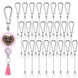 Dunzoom 24 Pieces Beadable Keychain Bars Bulk DIY Bead Blank Sliver Snap Hook Keychain Bar for Bead for DIY Gift
