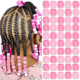 VENOFEN 50PCS Hair Beads Light Pink Bead for Hair Cute Pony Beads Dreadlock Accessories Loc Bead