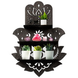 Hamsa Wall Decor Lotus Crystal Shelf Display for Evil Eye - Large 17'' Hamsa Hand Boho Wooden Hanging Crystal Holder Aesthetic Z