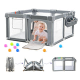 CAPAKIDS Foldable Baby Playpen 50x50 with Mat, Out-of-The-Box Ready Playpen for Babies and Toddlers, Portable Play Yard with Bre