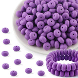 Kovict 200Pcs 14mm Silicone Beads, Abacus Silicone Beads for Necklace Bracelet Keychain Pens Craft(Purple)