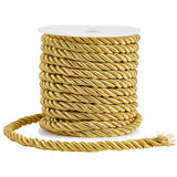 SOFPLATE 11 Yards/10M 9mm Twisted Cord Gold Decorative Rope Thick Polyester 3-Ply Silk Twine String Twist Graduation Honor Cords