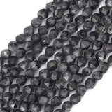 BEADIA Faceted Natural Black Spectrolite Stone Round Beads 10mm 36cm/Strand for Jewelry Making