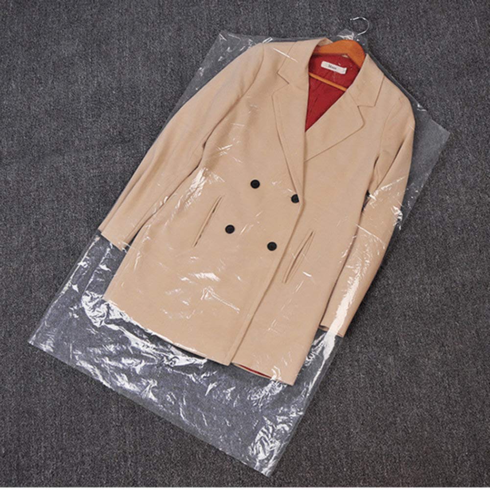 100 Pack Garment Bag Transparent Clothing Dust Cover Dustproof Hanging Clothes Suit Dress Jacket Cover for Dry Cleaner, Home Sto