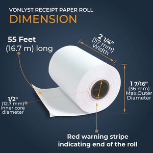 Vonlyst Receipt Paper Roll for Square Terminal Credit Card Machine (20 rolls)