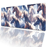 amepay Horse Gaming Mouse Pad 31.5x11.8in,Animal Print Large Extended Desk Mat with Non-Slip Rubber Base,Purple Brown Big Mousep