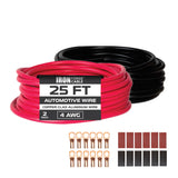 Iron Forge Cable 4 AWG Battery Cable Automotive Wire 2 Roll Assortment Pack 25 Ft of Copper Clad Primary Wire per Roll,4 Gau
