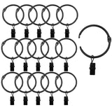 16 Pack Openable Curtain Rings with Clips, Window Clip Rings Curtain Hooks Hangers Clip Rings for Hanging Drapery Drapes Bows, 1.5 Inch Diameter, Black
